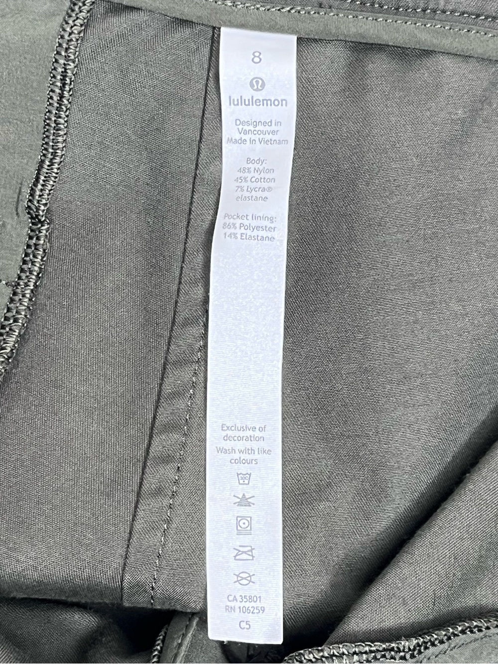 Lululemon This Instant Dark Olive Qwick Chino Shorts Sz 8 - Picture 8 of 16